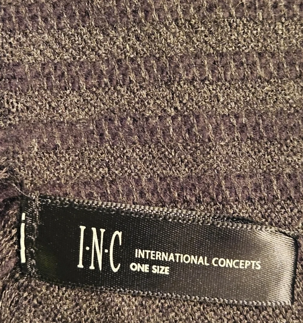 INC International Concepts Graphite Gray Brown Striped Rectangular Scarf 24 x 74